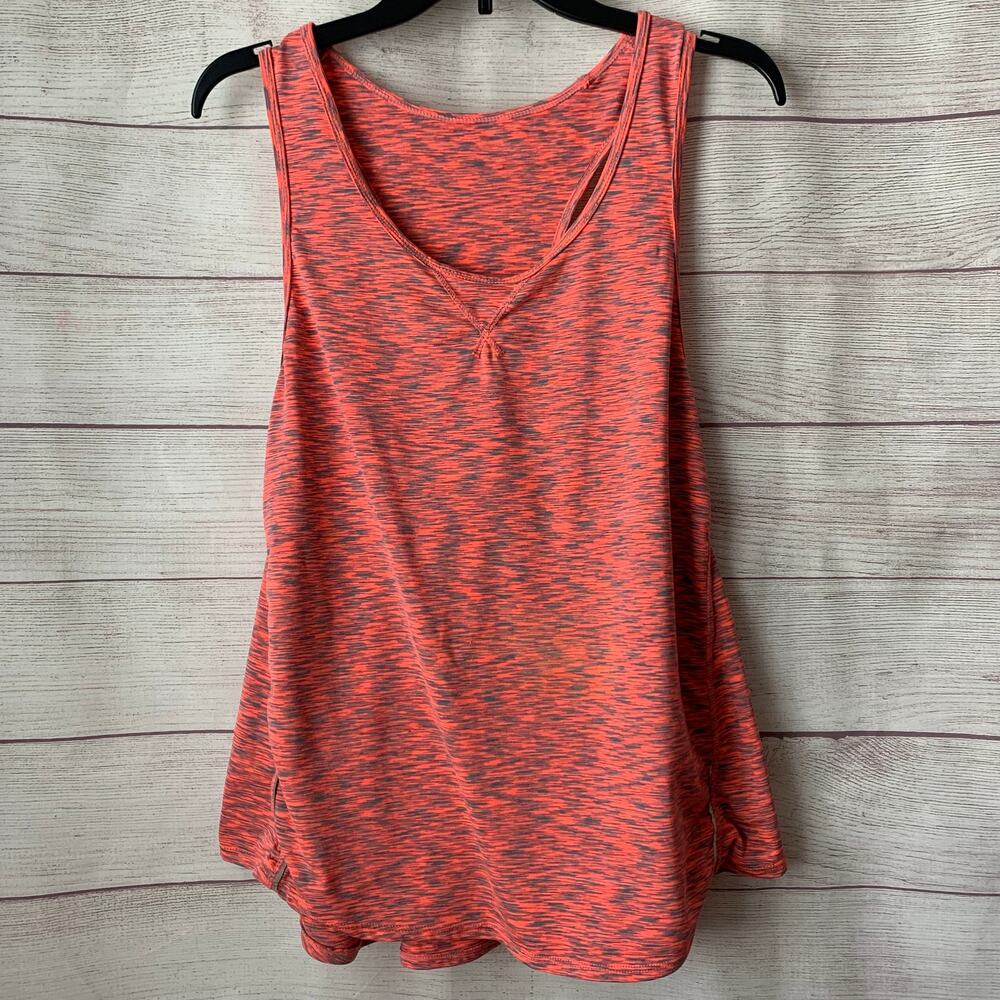 Tangerine Racerback Tank Top Coral Neon Coral and Grey Large Arm Holes